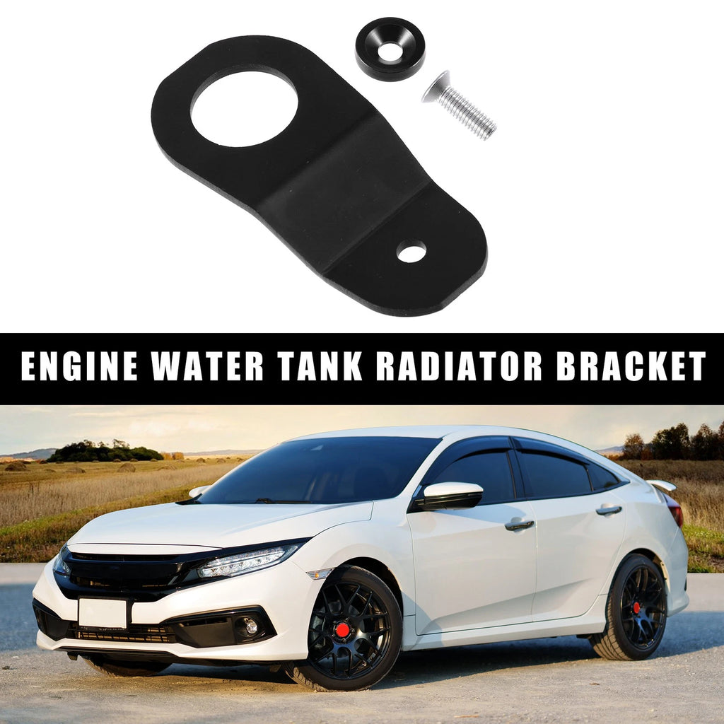 Engine Water Tank Radiator Bracket for Honda Civic Aluminum Alloy Black (1 Set)
