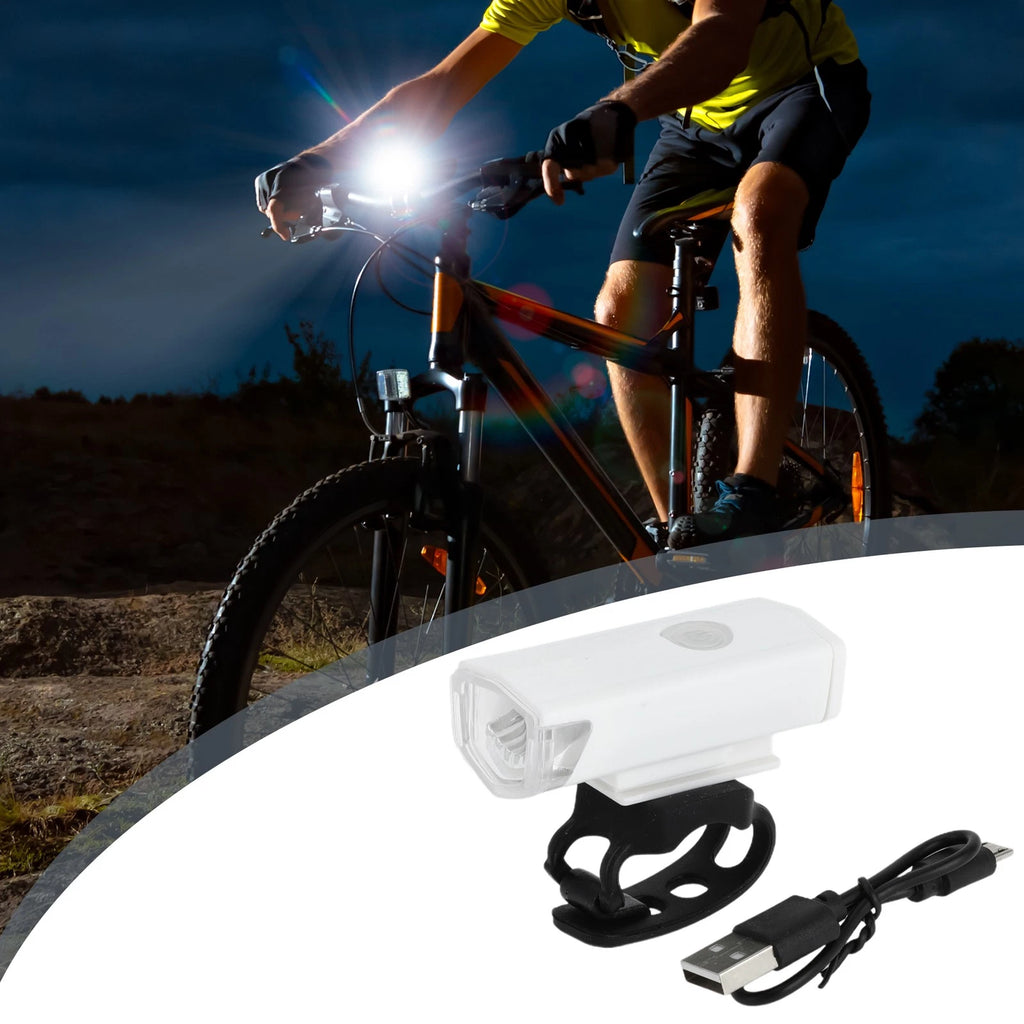 USB Rechargeable Bicycle Headlight 300 Lumens 3 Modes for LED White (—)
