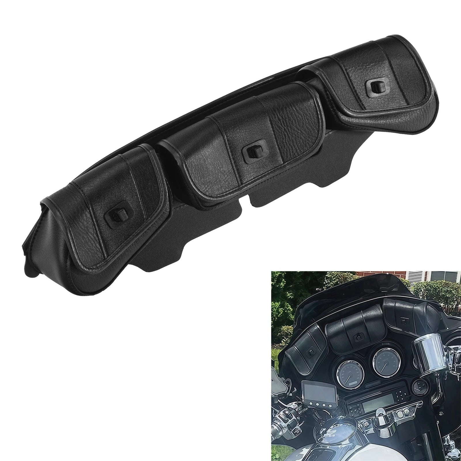 Windshield Saddle 3 Pouch Bag for Harley Touring FLHT FLHTC FLHX FLHTK (1996–2013)