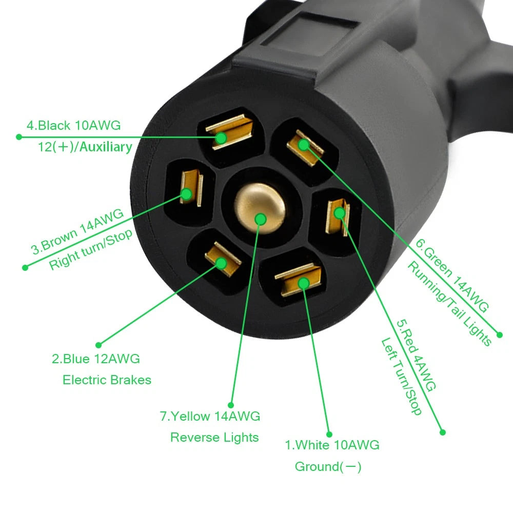 7-Way Trailer Cable Cord Wire Harness Connector for (12 ft)