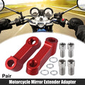 Mirror Extender Adapter Pair 8mm 10mm for Honda Yamaha Motorcycle (Red)