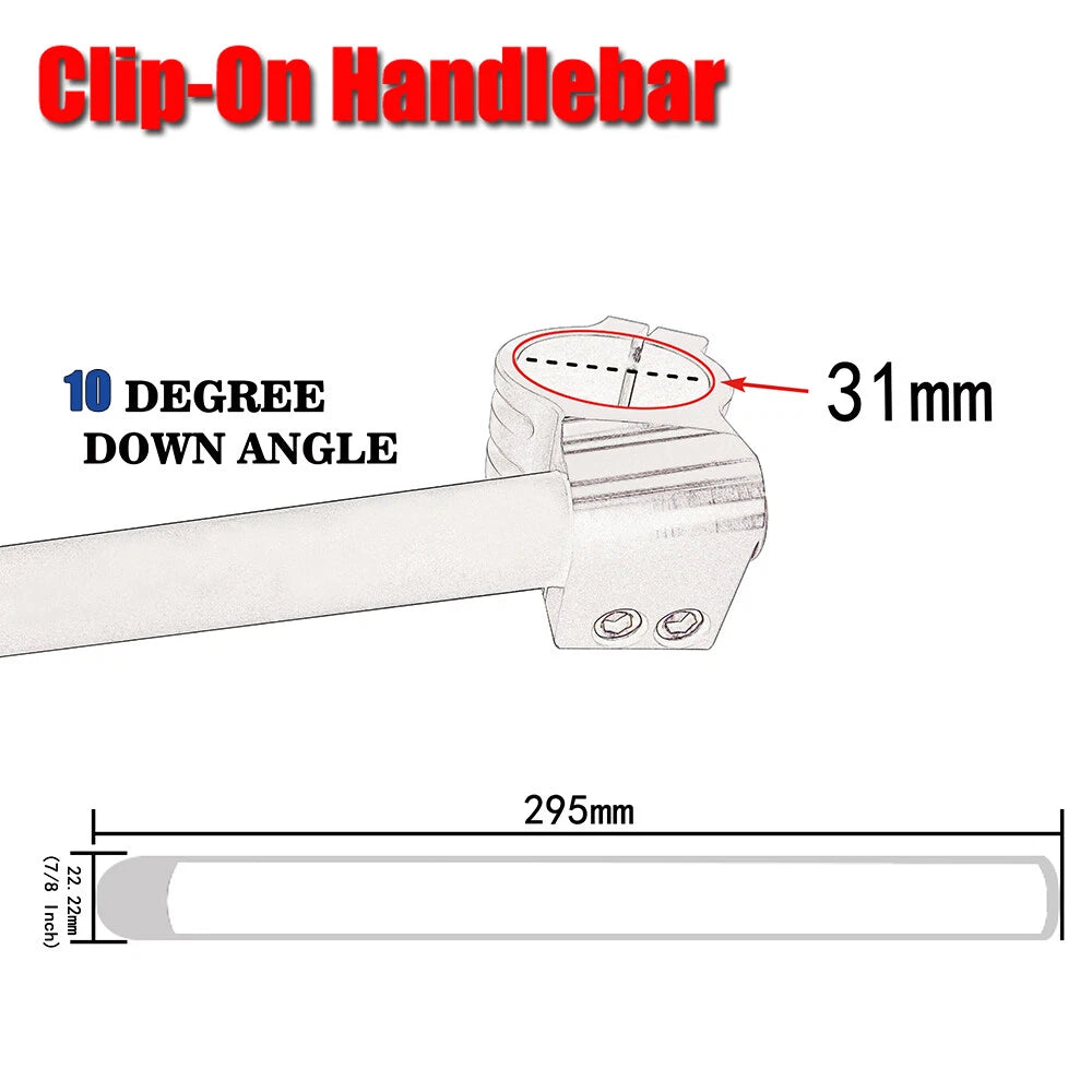 295mm Clip-On Handlebars for Universal Fit 31mm Fork Tubes