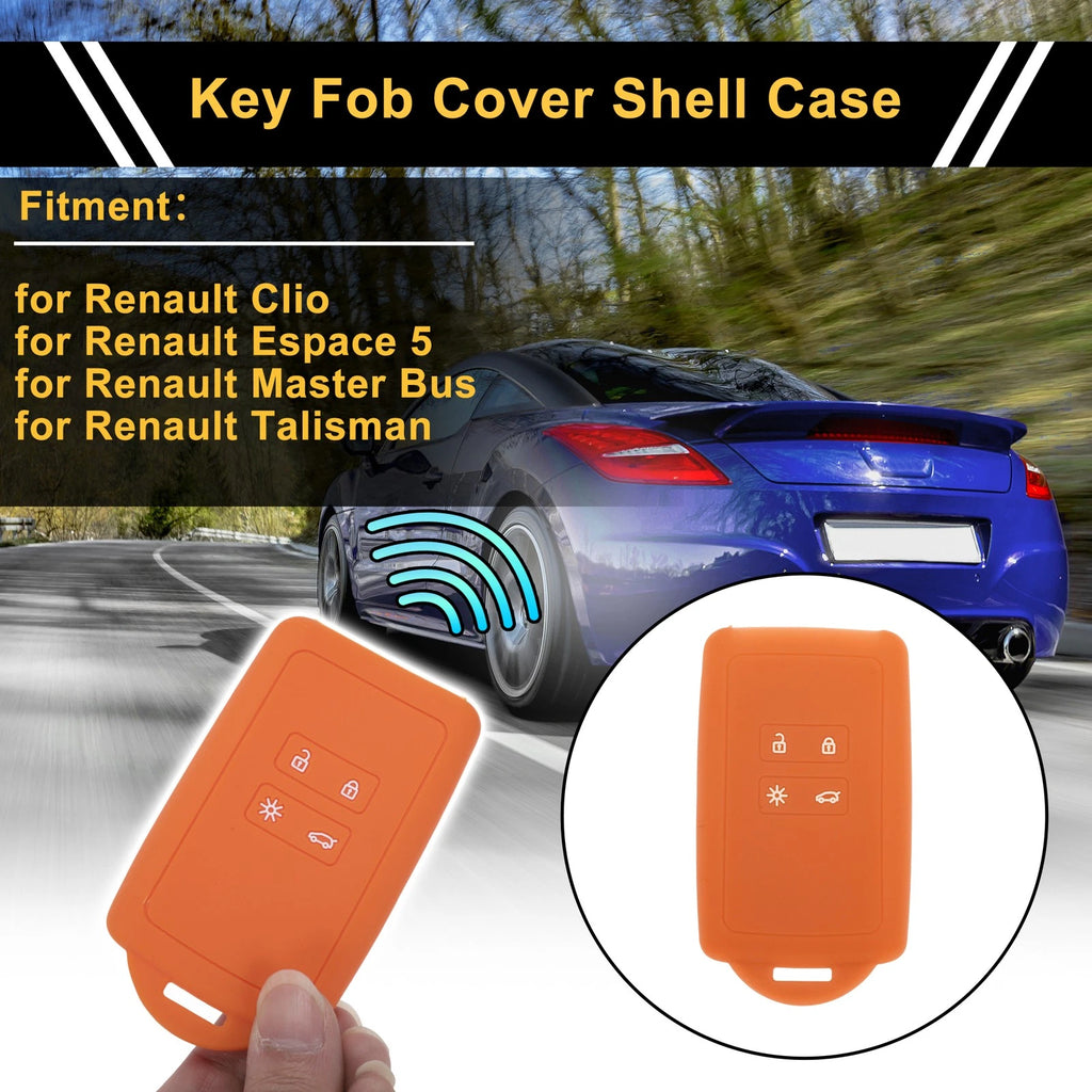 Orange TPU Car Key Case for Renault Clio (2012–2019)
