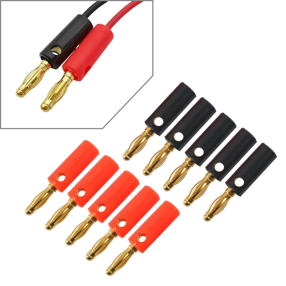 4mm Gold Plated Banana Plug Connector Adapter for Audio Speaker Wire