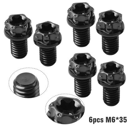 6pcs Titanium M6x35mm Torx Head Flange Screws for Bicycle Motorcycle