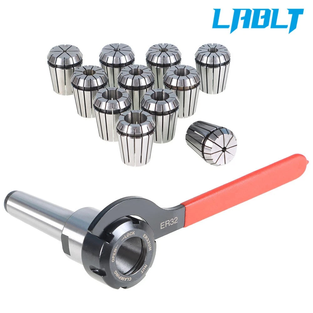 11Pcs ER32 Collet Set with Shank for CNC Machine (LABLT MT3)