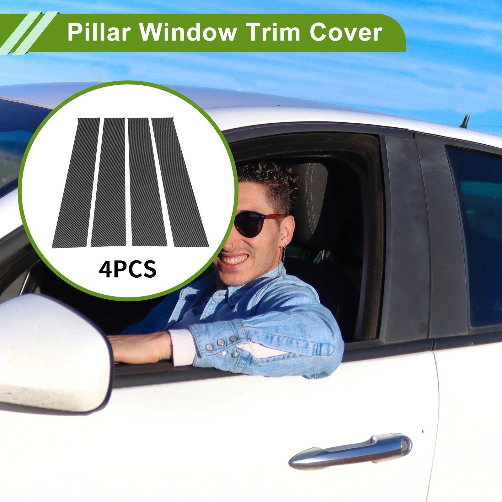 Pillar Window Trim Kit Carbon Fiber for Dodge Ram (2009–2018)