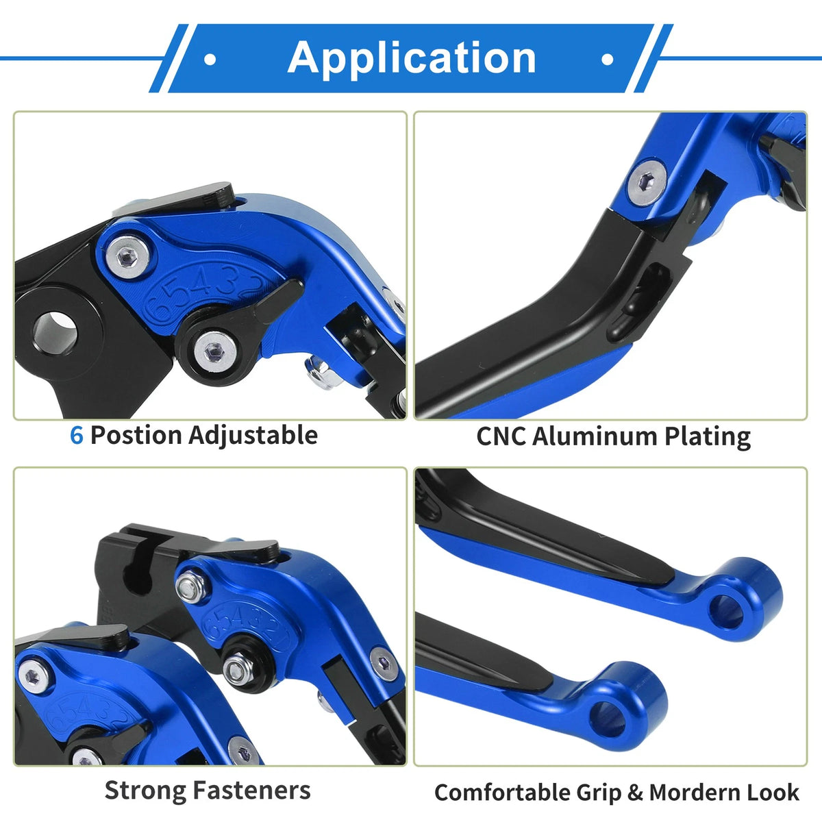 Adjustable Brake Clutch Levers for Yamaha YZF R1 (2002–2003) Blue Black