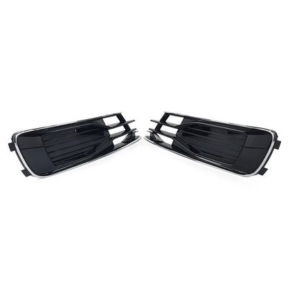 Set of 2 Front Lower Bumper Grille Covers for Audi A6 C7 (2014–2018) Chrome Trim
