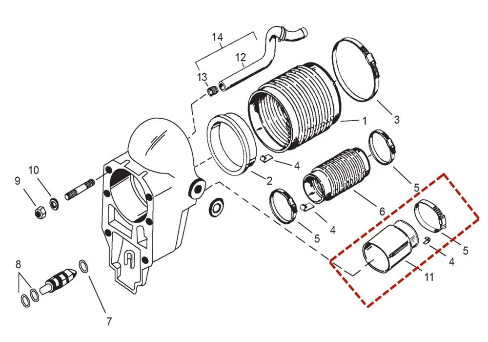 Exhaust Bellows Tube for Mercruiser Bravo 1 2 3 Alpha One Gen II (78458A1)