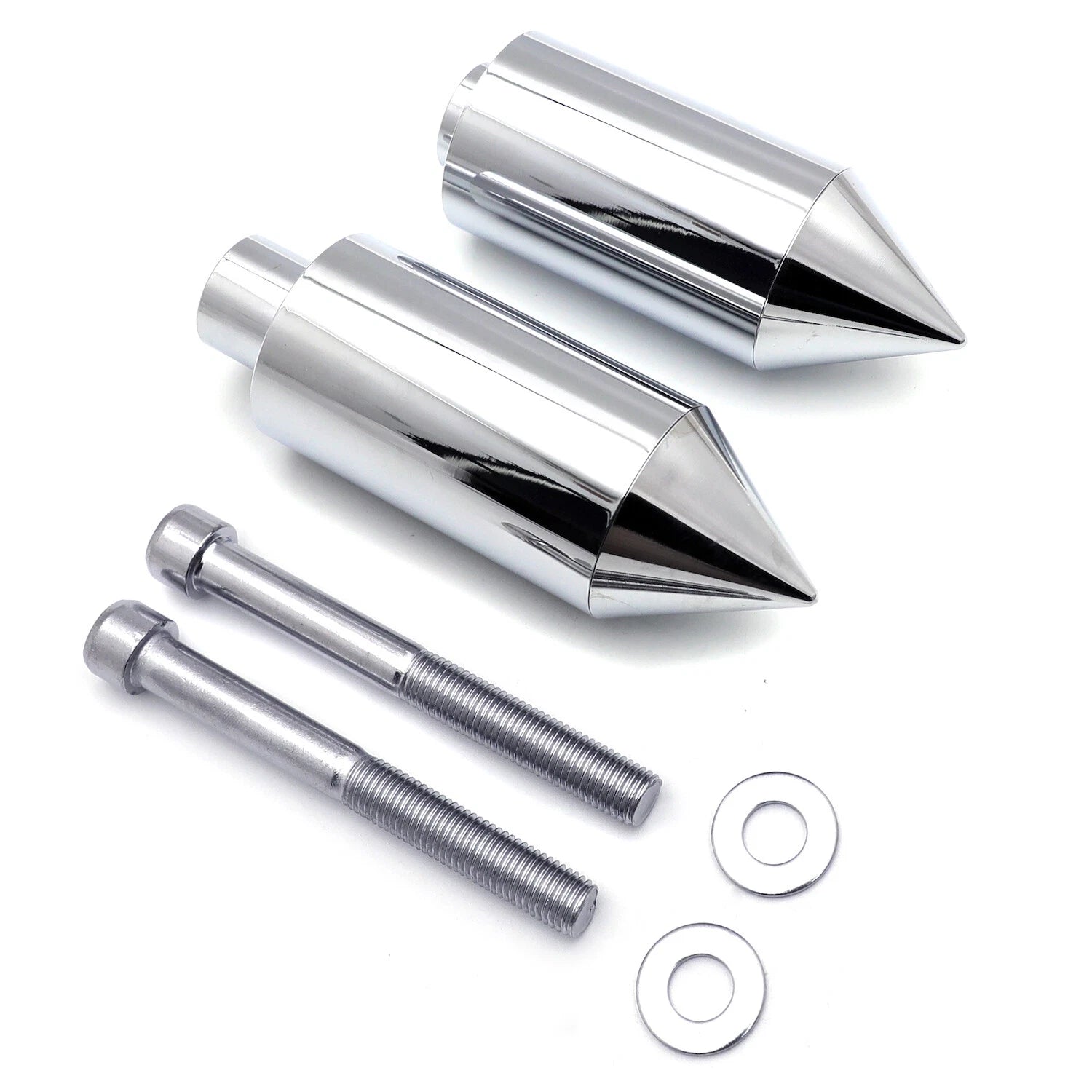 Chrome Spike Frame Sliders for Suzuki GSXR1000 (2003–2004)