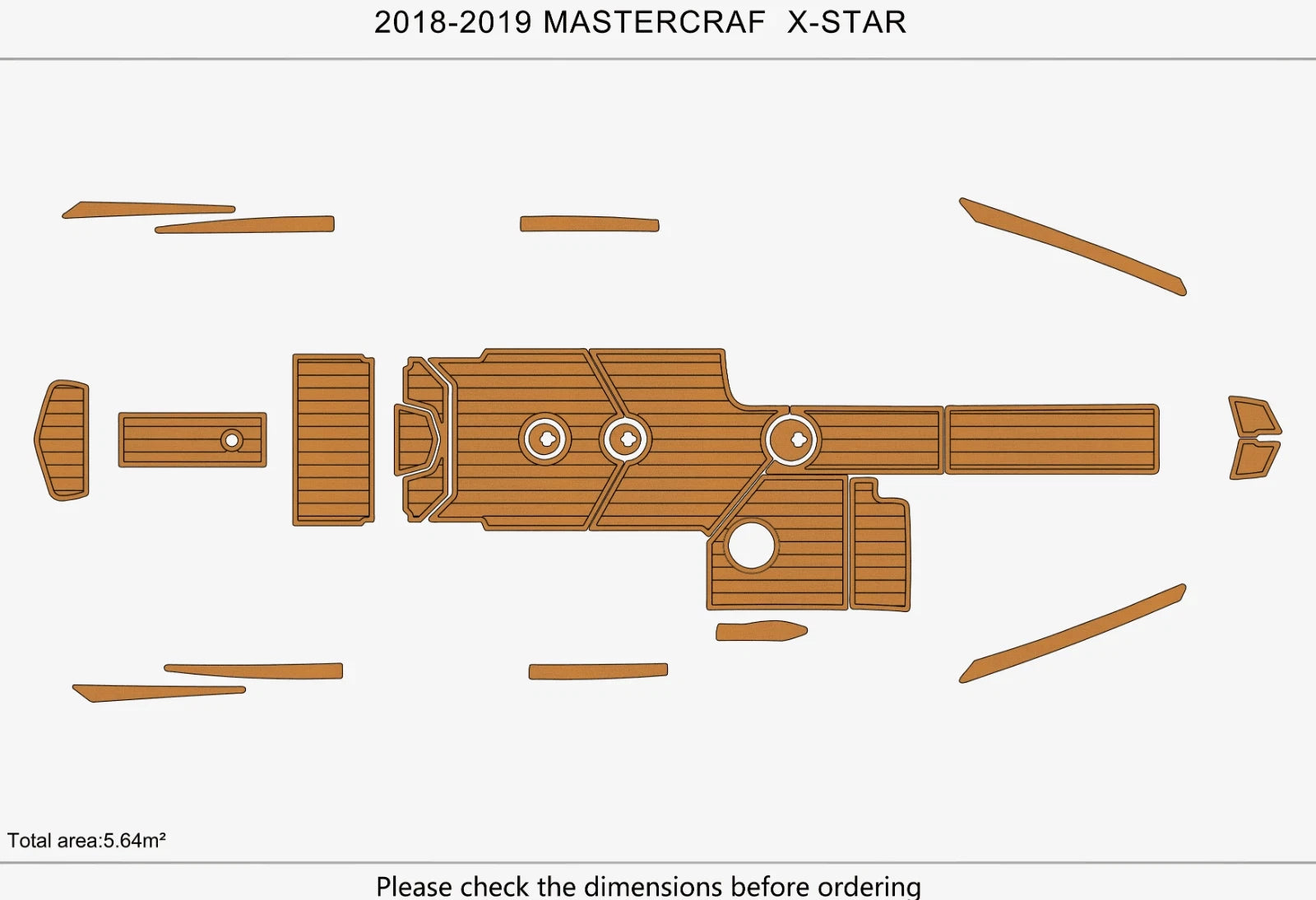 EVA Pads for Mastercraft XStar (2018–2019) Faux Teak Flooring Mats