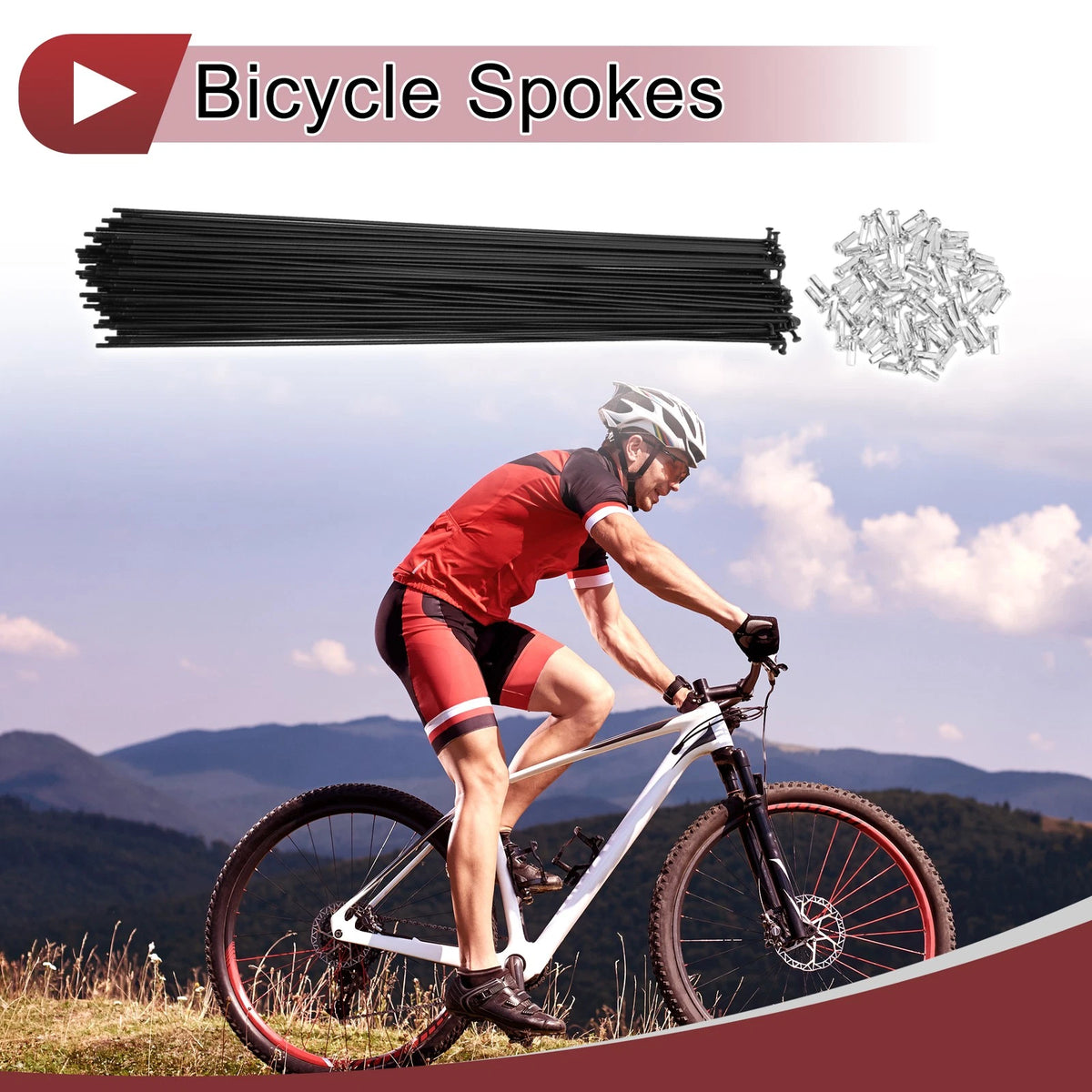 Set 14G Bicycle Wheel Spokes 301mm Carbon Steel Black for Universal Fit (All Years)