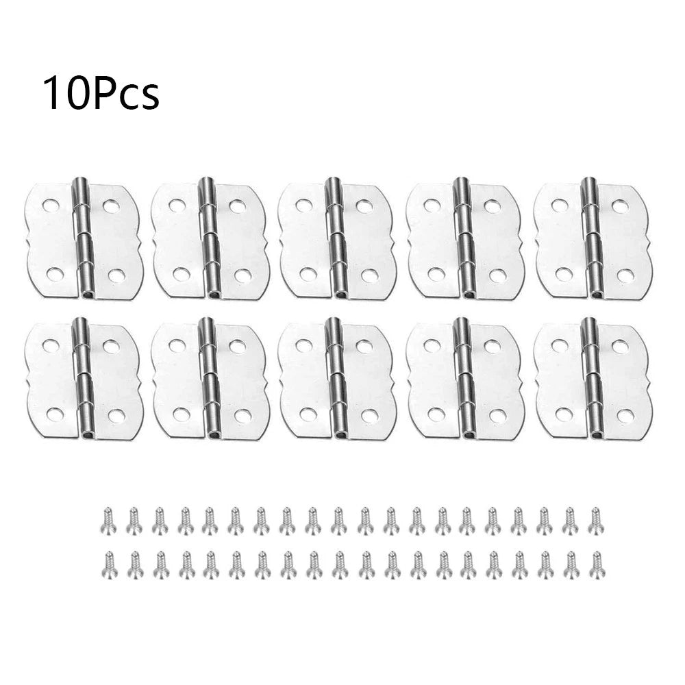 10pcs Silver Hinges for Cabinet Jewelry Chest Wooden Box Door Hardware