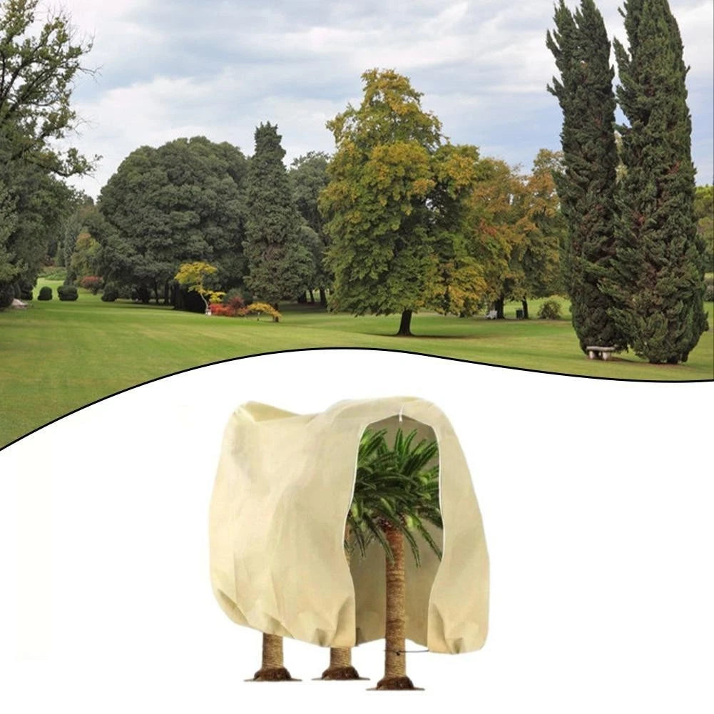 Winter Protective Cover for Plants with Zipper and Drawstring