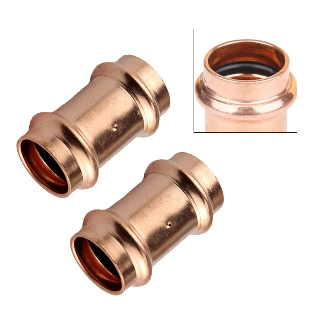 Set of 2 Copper Crimp Fittings for Air Conditioning Systems