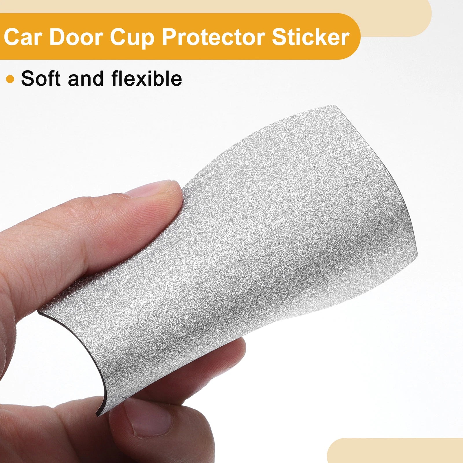 Universal Magnetic Car Door Cup Protector Sticker - Matte Silver Tone