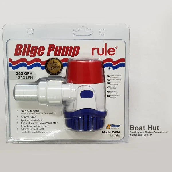 Rule Bilge Pump 360 GPH for Boating (Model 24DA)