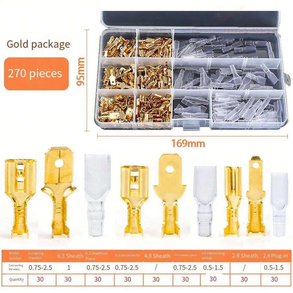 270PCS Electrical Wire Crimp Terminal Connector Assorted Sizes