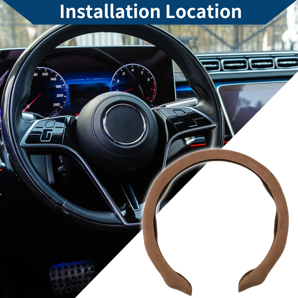 Steering Wheel Cover for Car (14.96", Coffee Color)