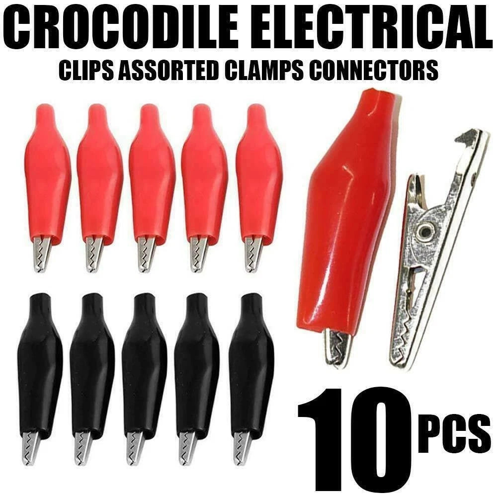 10 x Insulated Crocodile Clips Battery Connectors 5A Clamps