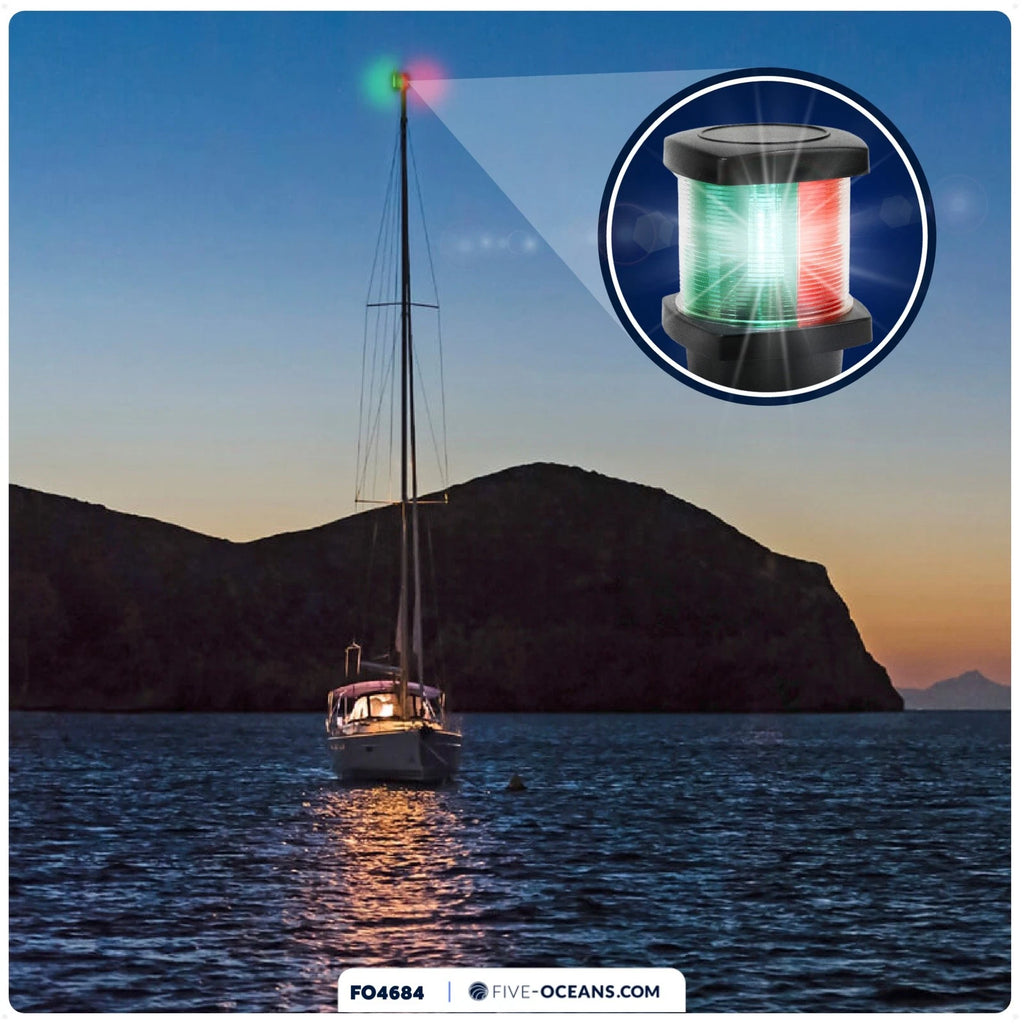LED Tri-Color Navigation Light for Boats (12V DC, Vertical Mount)