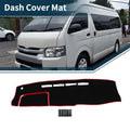 Dashboard Dash Cover Mat for Toyota Hiace 2004–2024 with Sticker Set Black Red