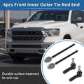 4pc Front Inner Outer Tie Rod End Link for Dodge Ram 1500 (2011–2015)