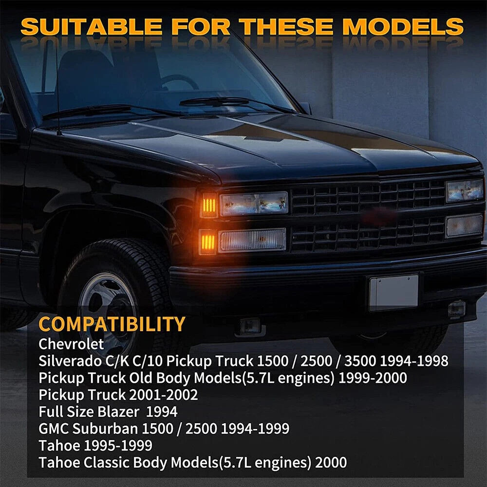 Sequential LED Corner Side Marker Lights for Chevy C/K 1500 2500 3500 (1994–1998)