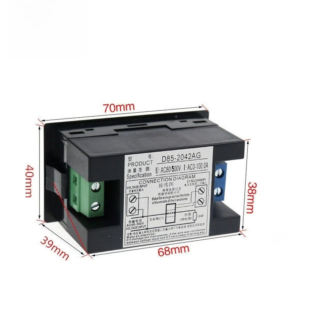Digital AC Voltmeter Ammeter Dual LCD 80V-500V 100A 0.5% Precision