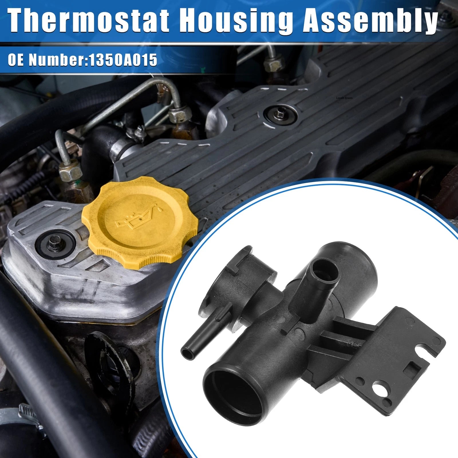 Radiator Coolant Filler Neck Replacement without Cap for Mitsubishi Black (2008–2012)