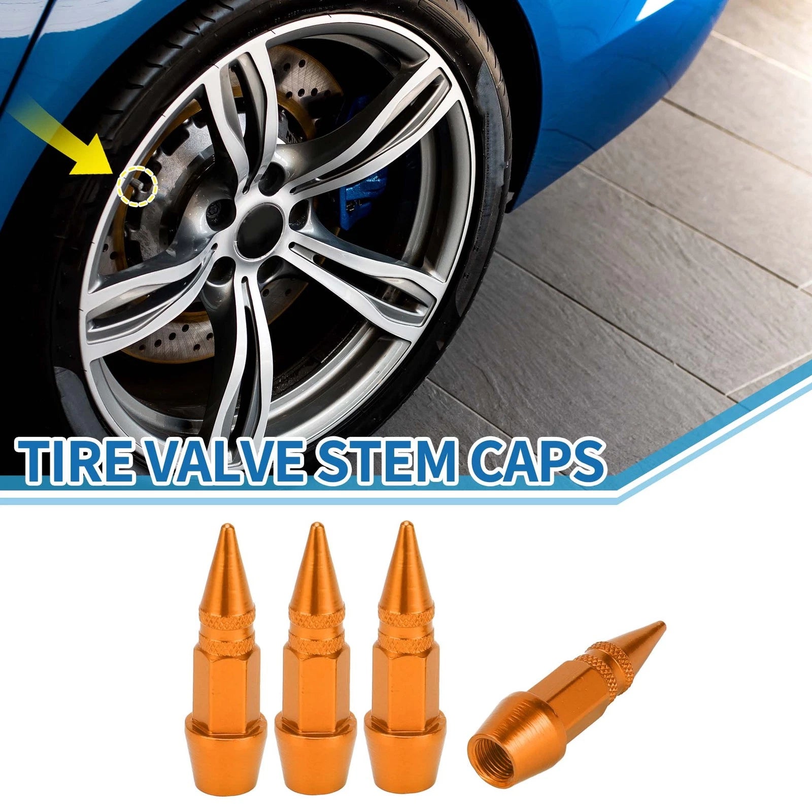 Valve Stem Caps 45mm Replacement for Car SUV Bike RV 4 Pack