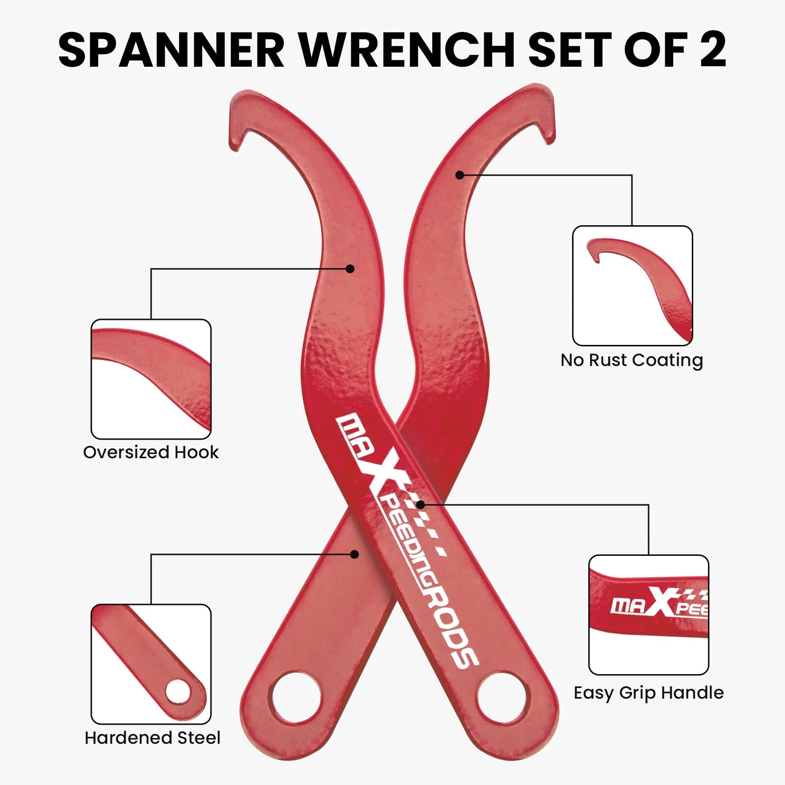 2X Coilover Wrench Spanner Adjustment Tool Universal Red