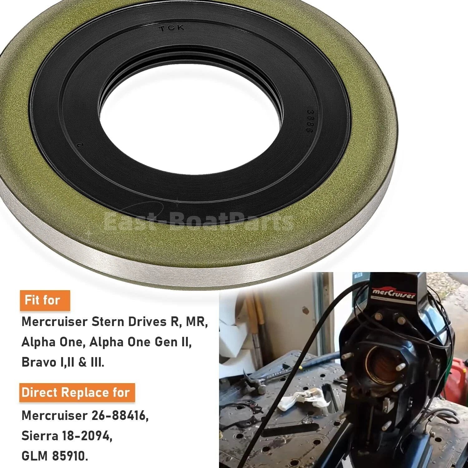 Gimbal Bearing Seal for Mercruiser Alpha One Gen 2/R/MR (26-88416, 18-2094)