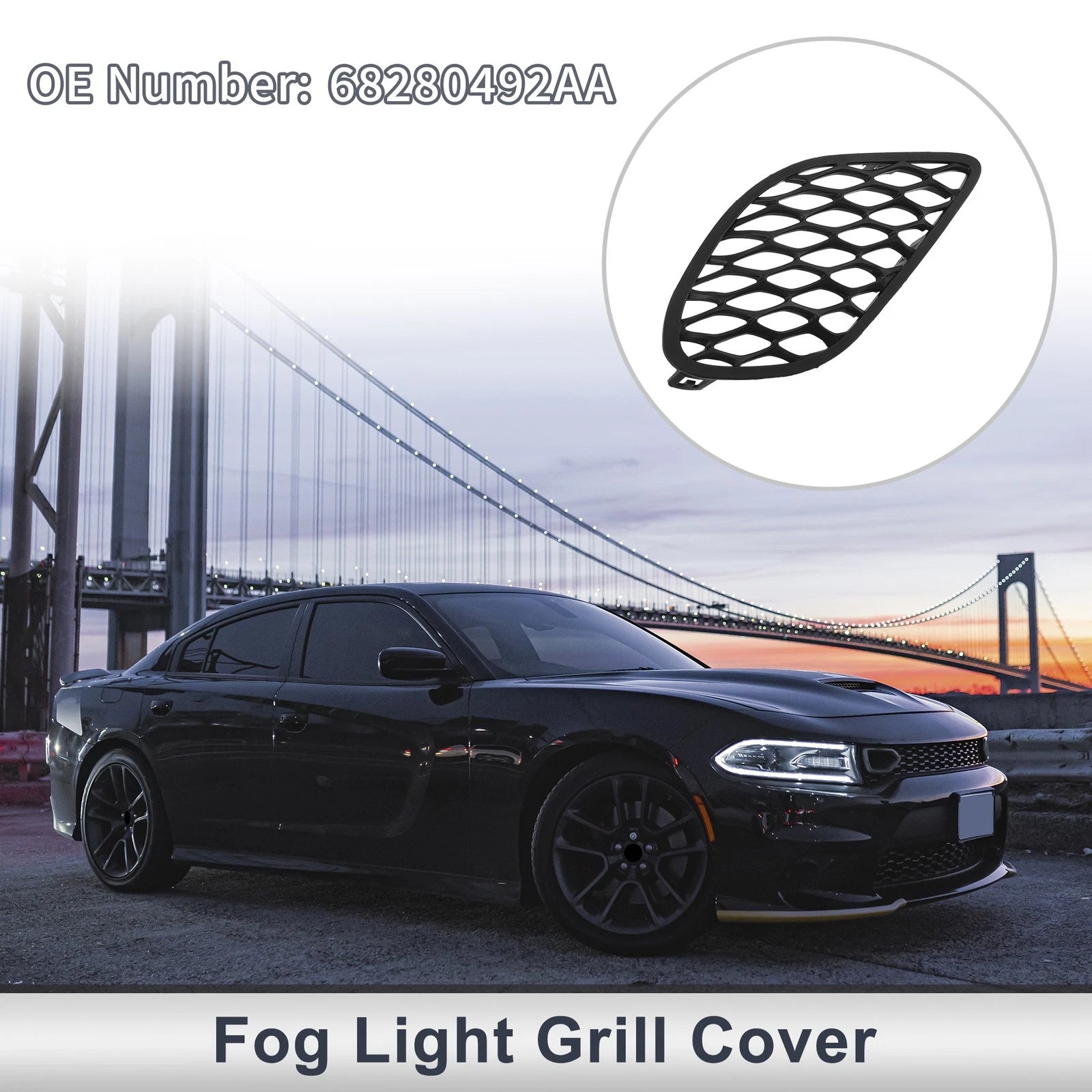 Front Right Fog Light Grill Replacement for Dodge Charger (2015–2022)