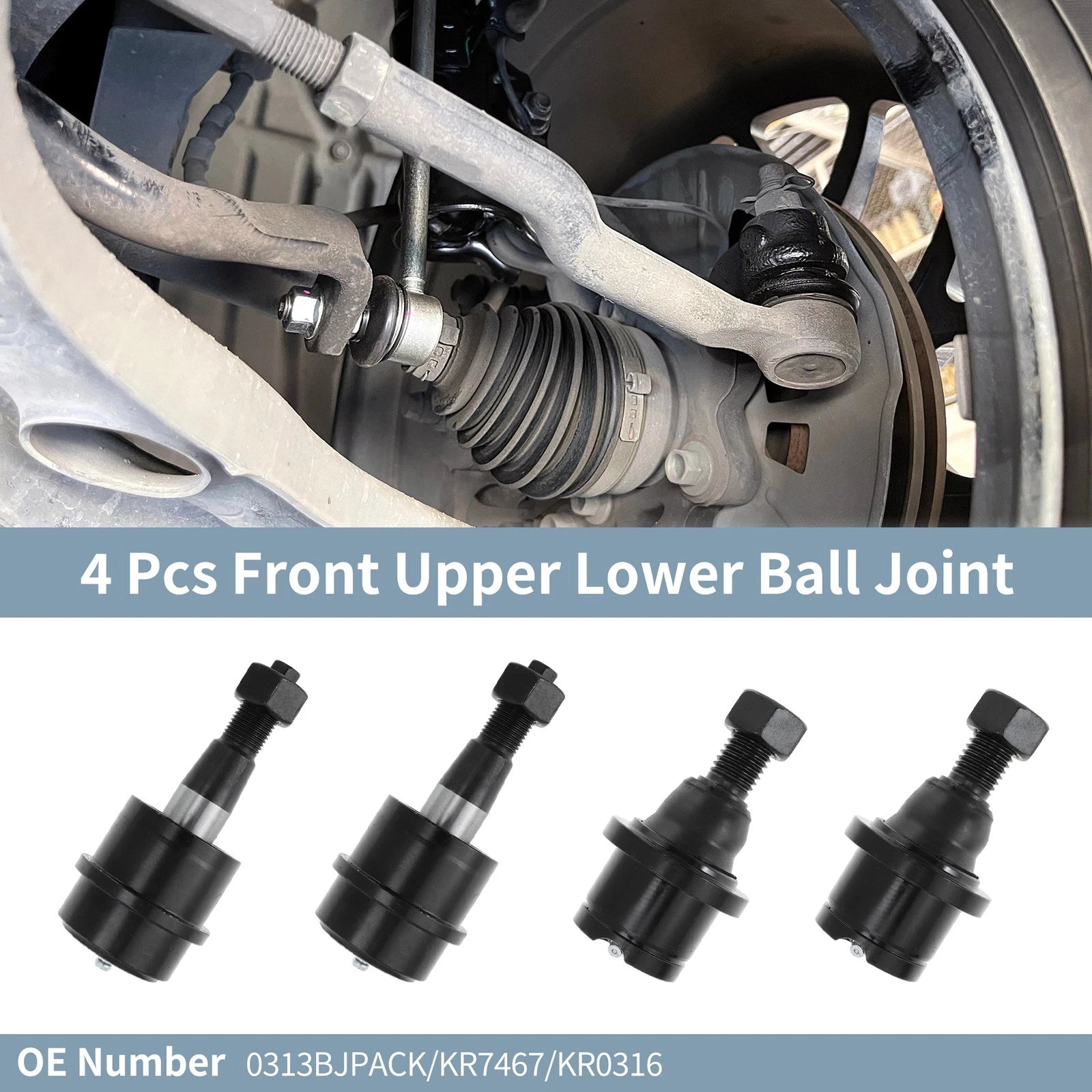 4pcs Upper Lower Ball Joint Replacement Front for Dodge Ram 2500 3500 (2003–2018)