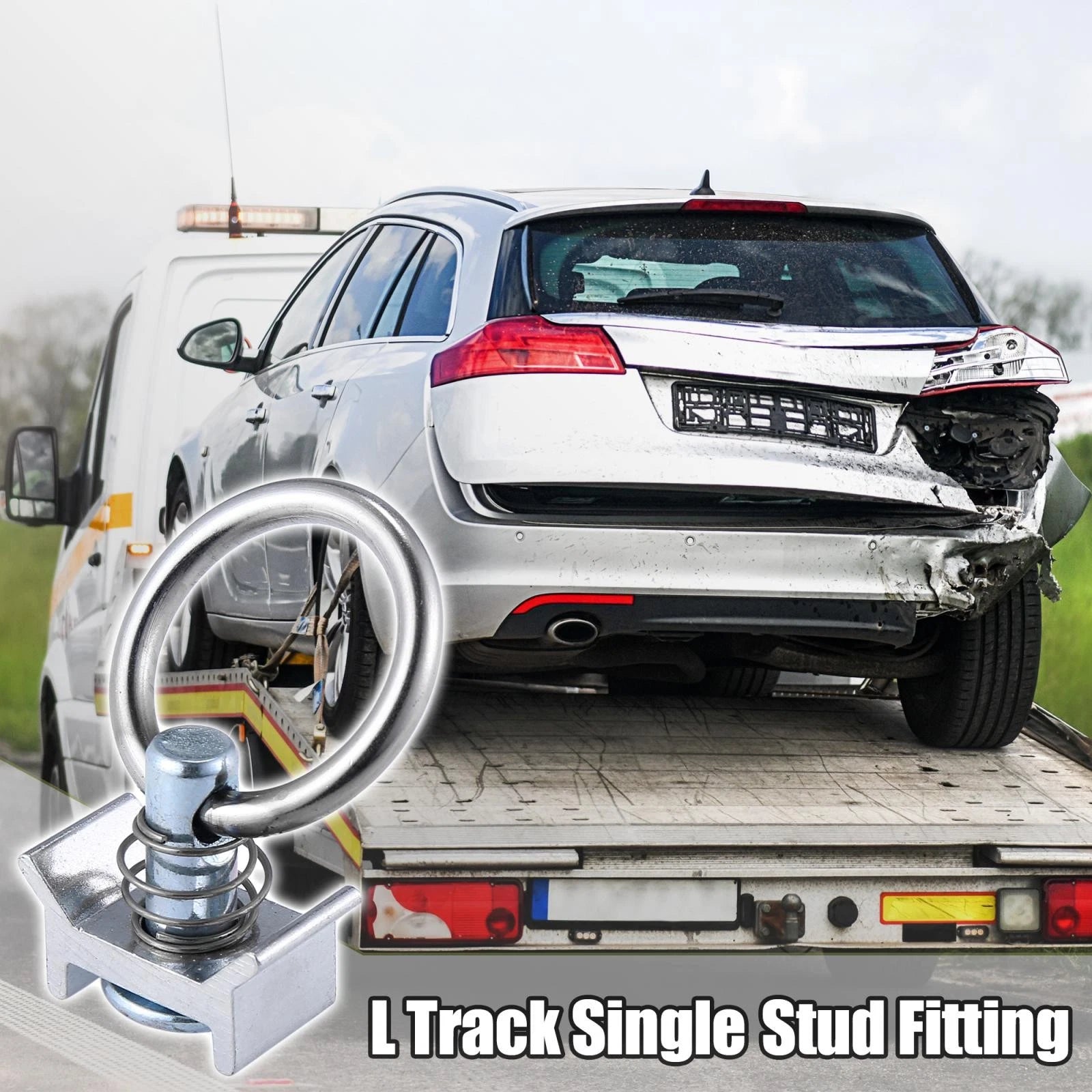 Single Stud L Track with Round Ring for Trailer Pickup Trucks (10 Pack)