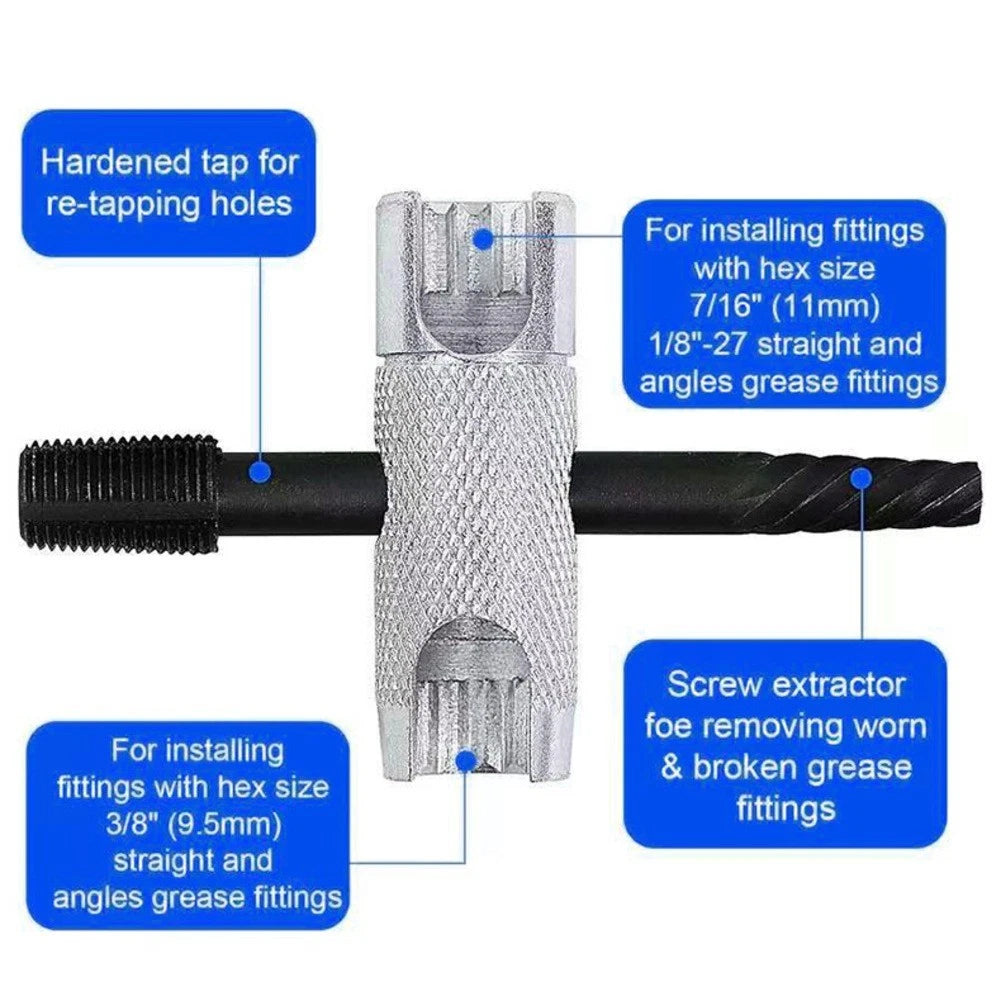 2 Pack Grease Nipple Tool for Hex Sizes 3/8, 5/16, 7/16 Inch Installation