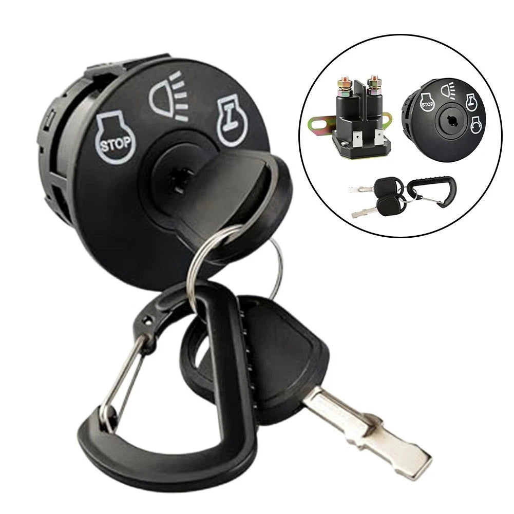Ignition Switch with AM138068 Starter Solenoid for Riding Mowers (12V)