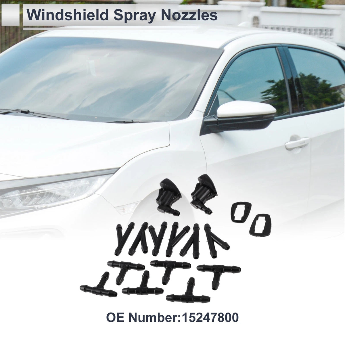 Windshield Washer Nozzle Set of 6 w/ Hose Connector for GMC (No. 15247800)