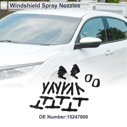 Windshield Washer Nozzle Set of 6 w/ Hose Connector for GMC (No. 15247800)
