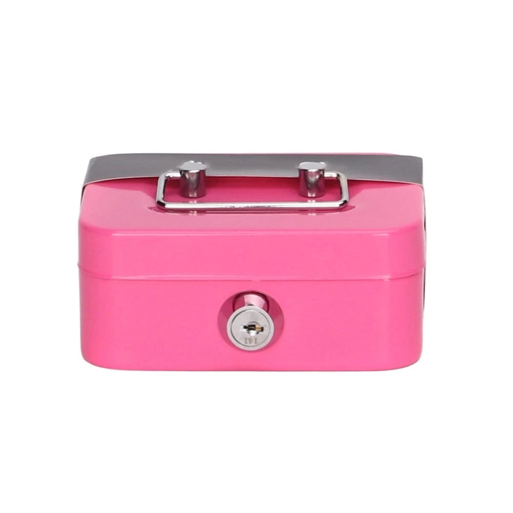 Compact Metal Cash Box with Key Lock for Secure Cash Storage