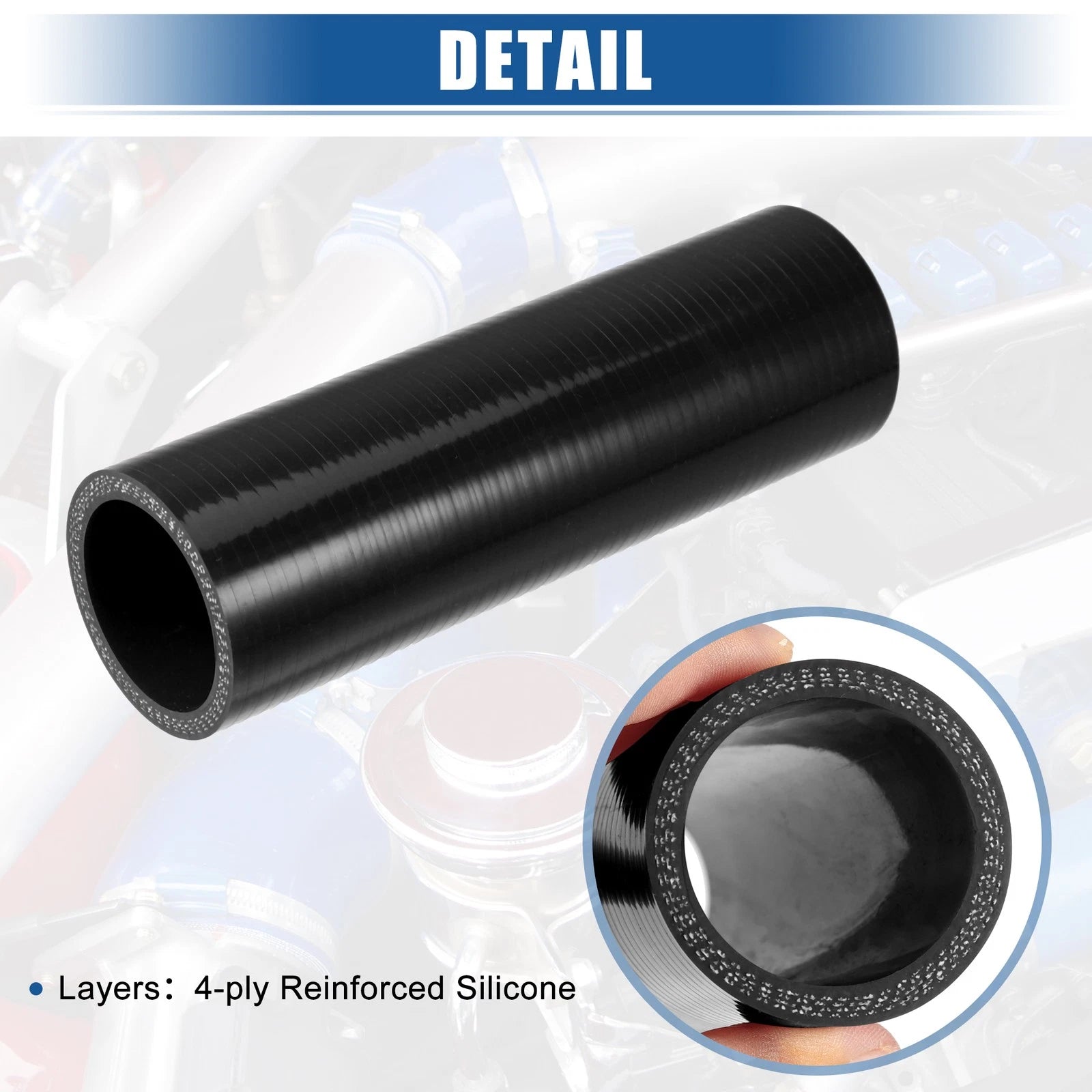 Silicone Reducer Hose Coupler 1.5" ID x 6" Length Black for Intercooler
