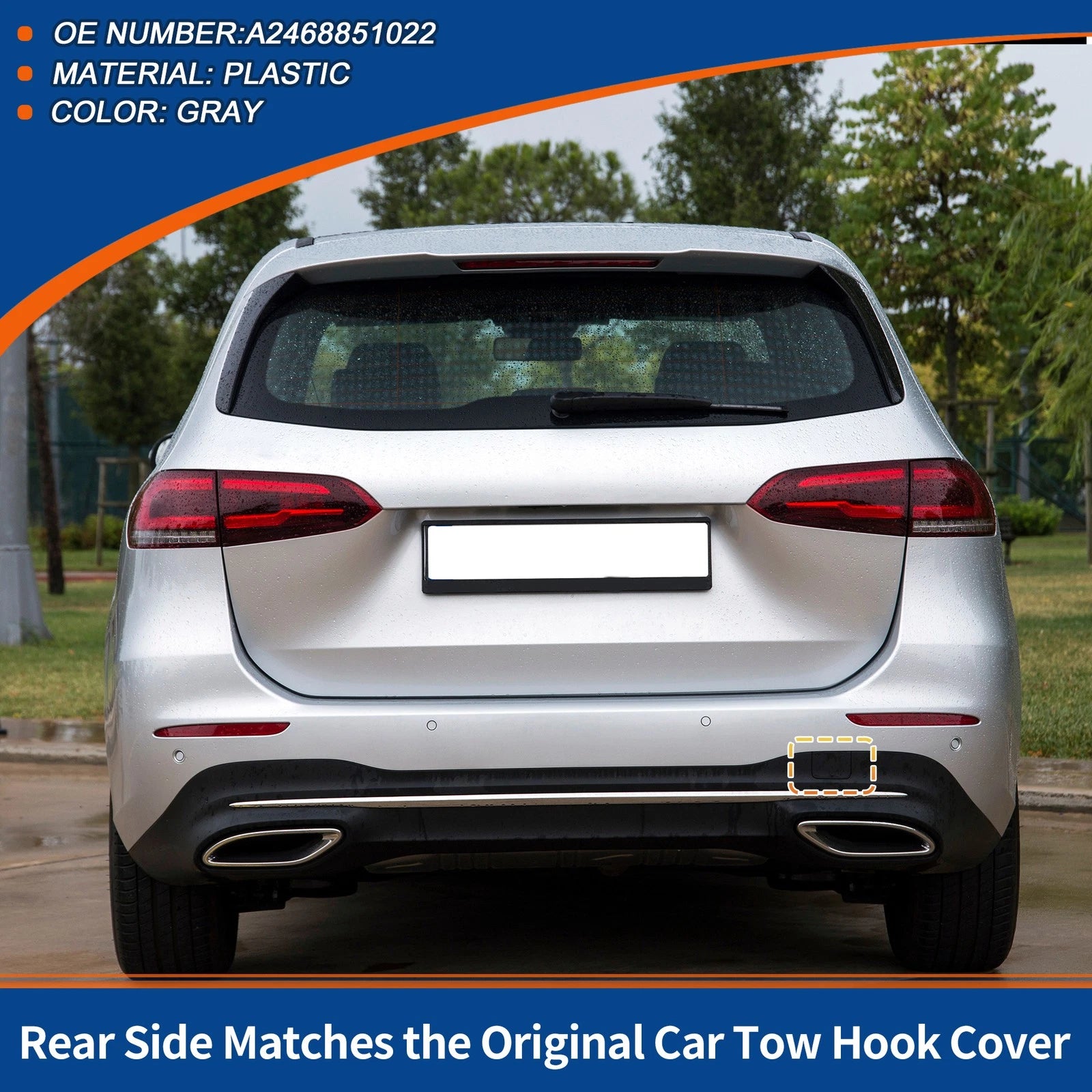 Rear Car Bumper Tow Hook Cover Replacement for Mercedes-Benz B-Class (2012–2018)