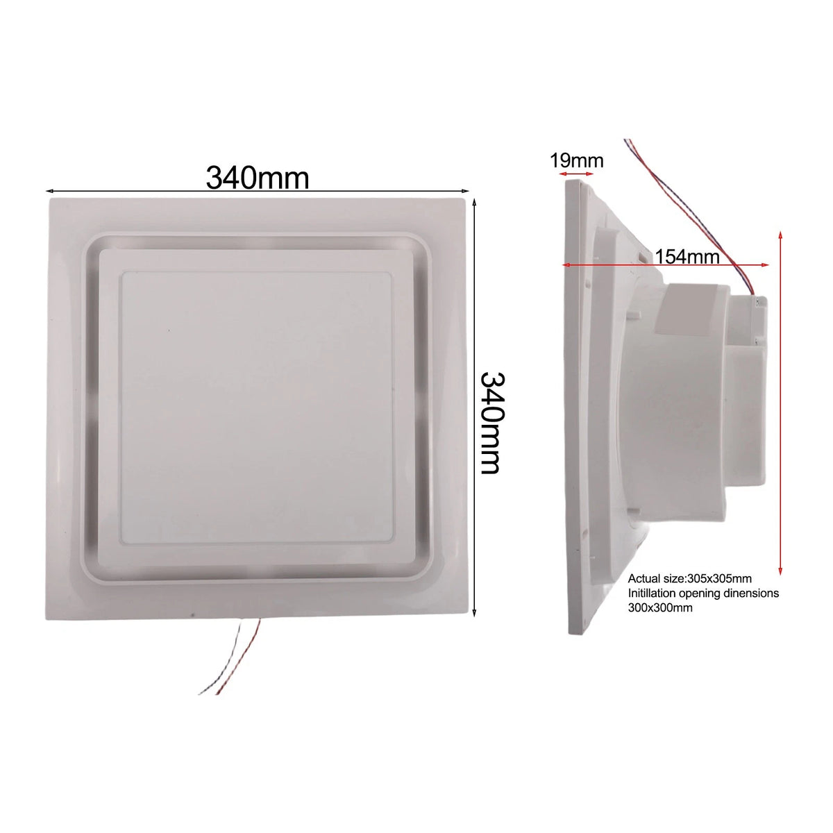 LED Light Exhaust Fan for Bathroom (24x24x15.4cm) White Finish
