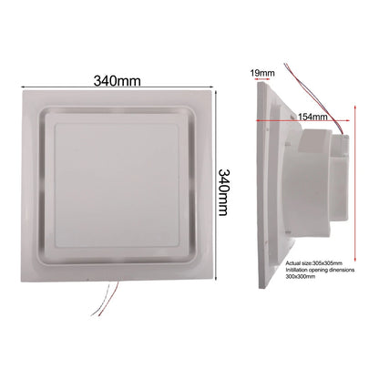 LED Light Exhaust Fan for Bathroom (24x24x15.4cm) White Finish