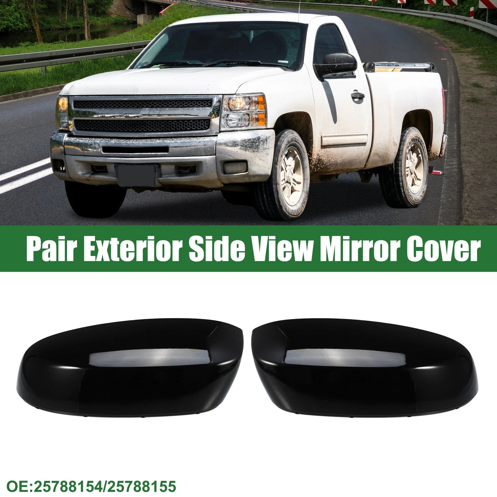 Rearview Mirror Cap Left Right Replacement for Chevrolet Silverado 1500 (2014–2018)