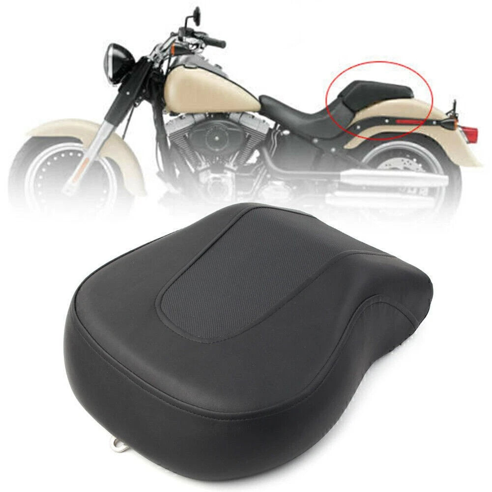 Motorcycle Rear Passenger Seat Pillion Black For Harley FLSTF FatBoy 2008-2014
