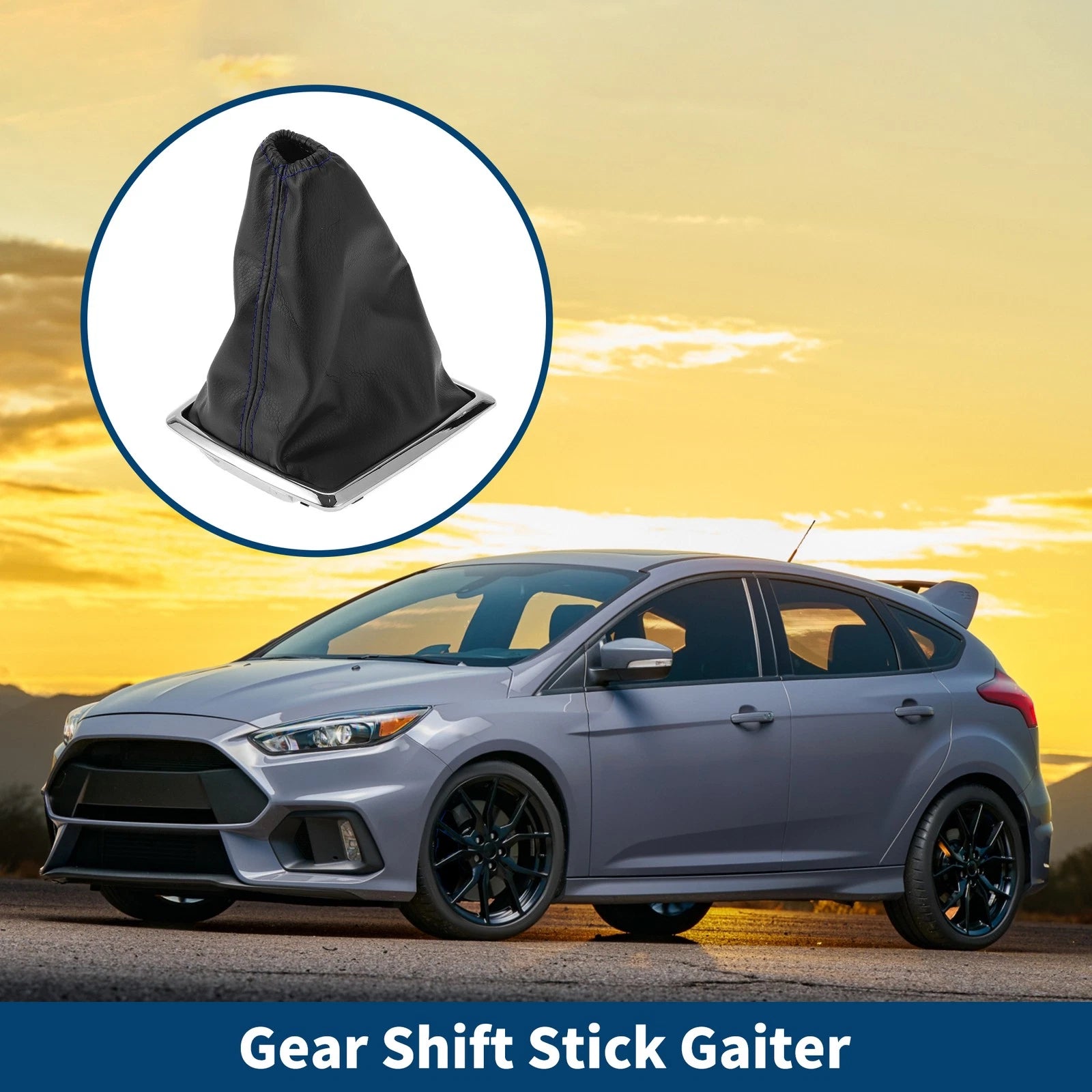 1 Pc Gear Shift Gaiter for Ford Focus (2005–2012) Black Blue Leather