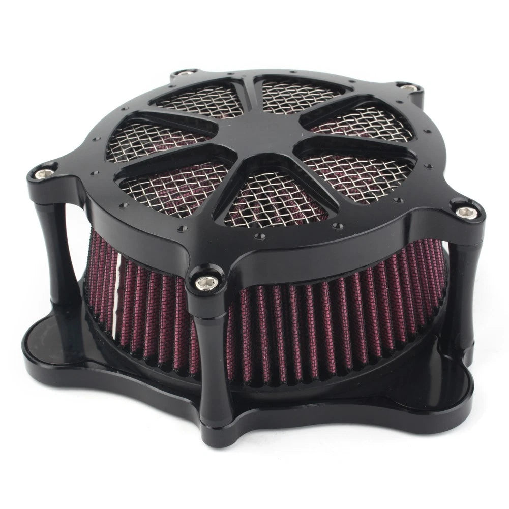 Black Turbine Spike Air Intake Filter Cleaner for Harley Road Glide (2008–2016)